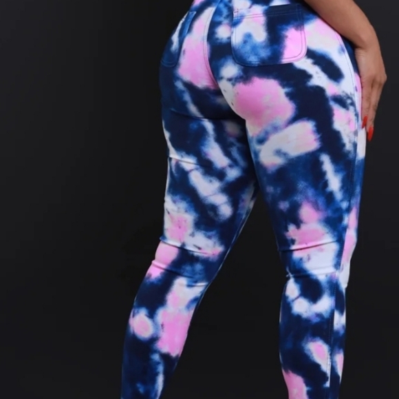 Reaction Tie Dye High Rise Stretchy Skinny Jeans - Navy/PinkRated - Picture 2 of 8